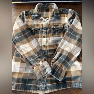 Patagonia Organic Cotton Brown Fjord Flannel Shirt Womens Size 8 Hiking Ares Ski